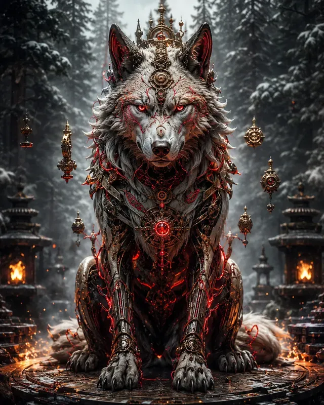 Biomechanical Animal Deity Art