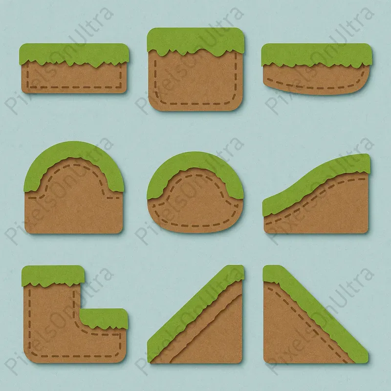 2D Paper Cutout Platform Tiles Packs