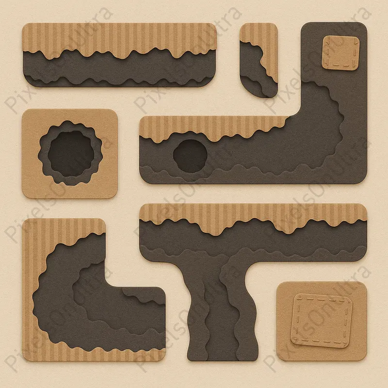2D Paper Cutout Platform Tiles Packs