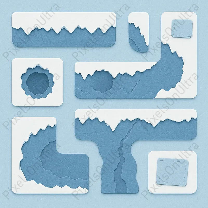 2D Paper Cutout Platform Tiles Packs