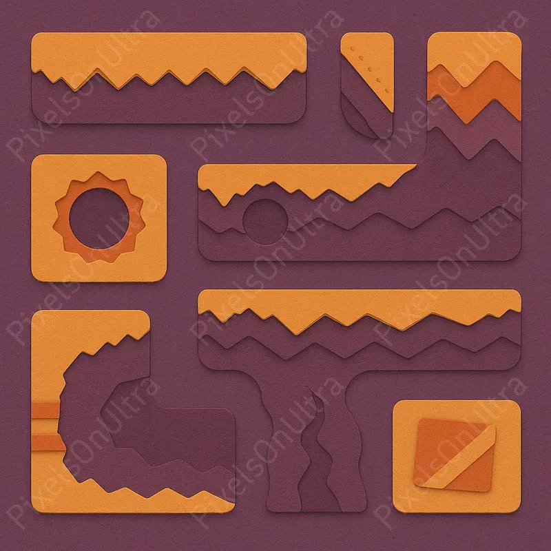 2D Paper Cutout Platform Tiles Packs