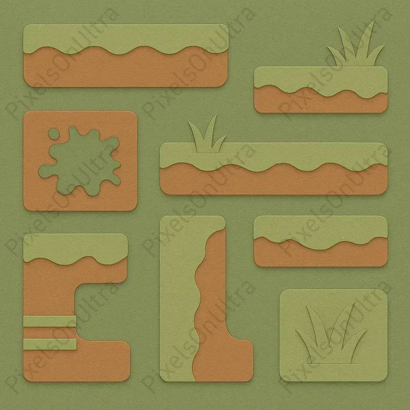 2D Paper Cutout Platform Tiles Packs