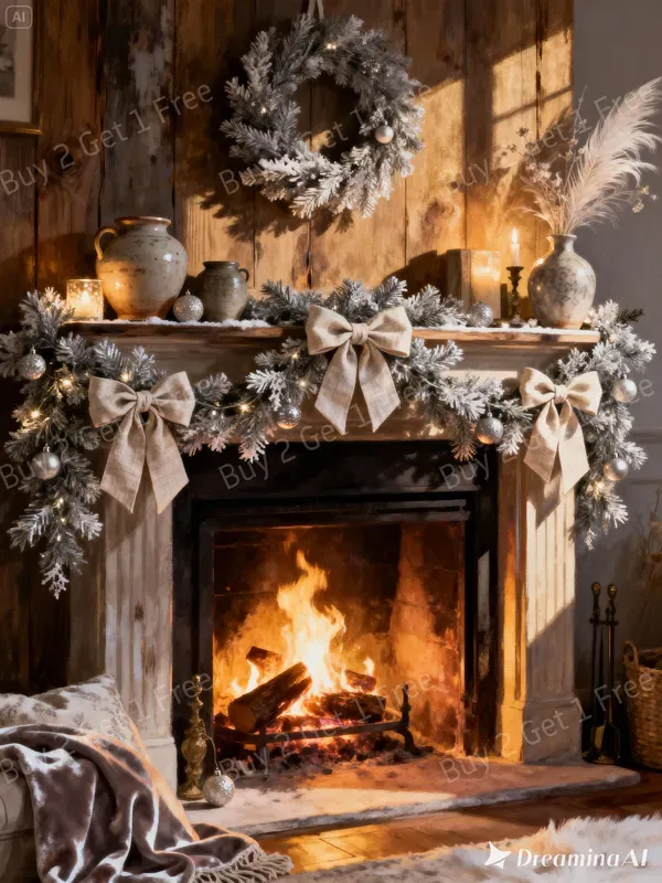 Cozy Christmas Fireplace Illustrations