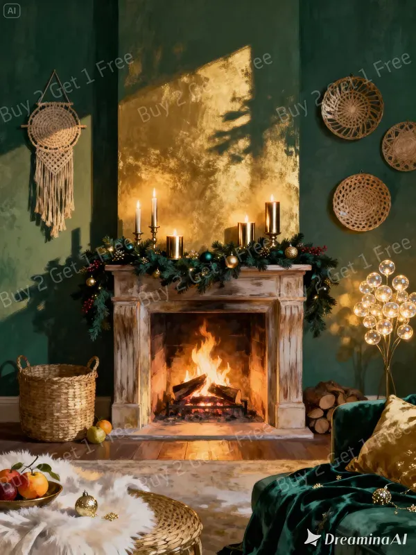 Cozy Christmas Fireplace Illustrations