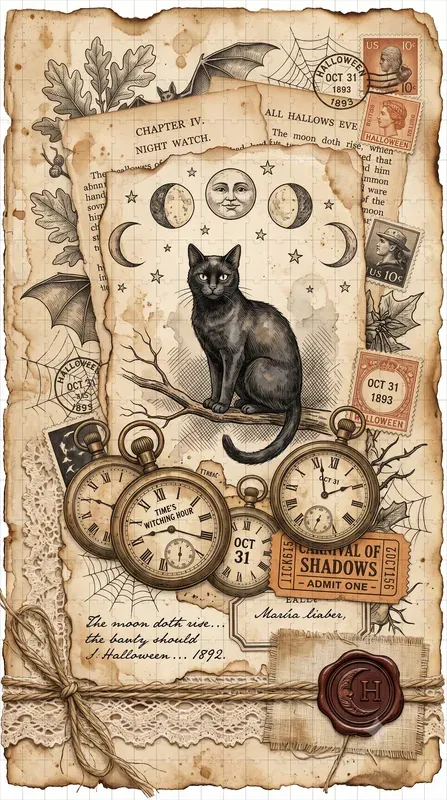 Vintage Halloween Junk Journal Pages