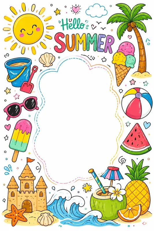 Colorful Kids Doodle Collage Poster Art
