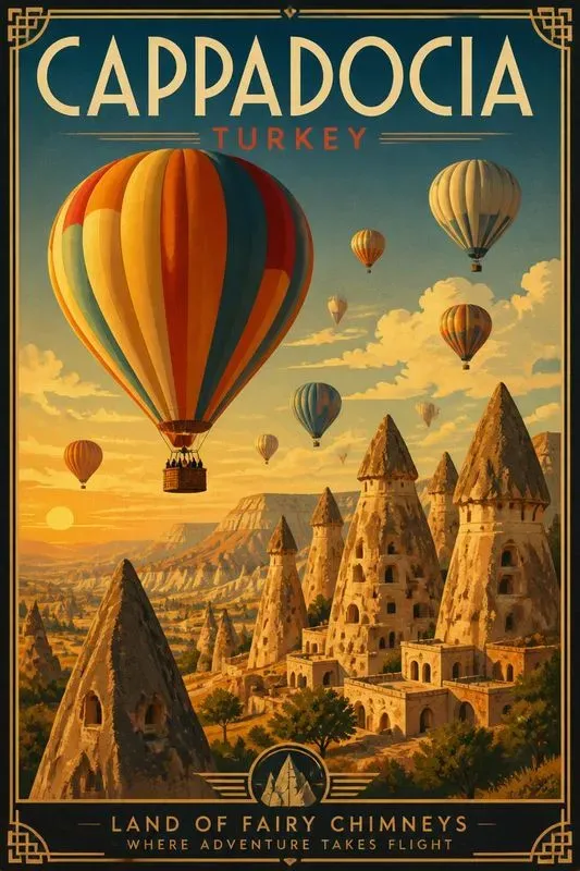 Vintage Hot Air Balloon Travel Posters