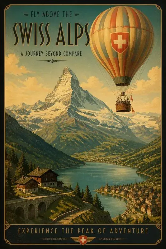 Vintage Hot Air Balloon Travel Posters