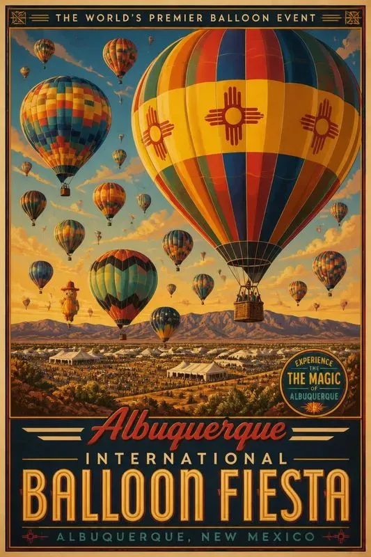 Vintage Hot Air Balloon Travel Posters