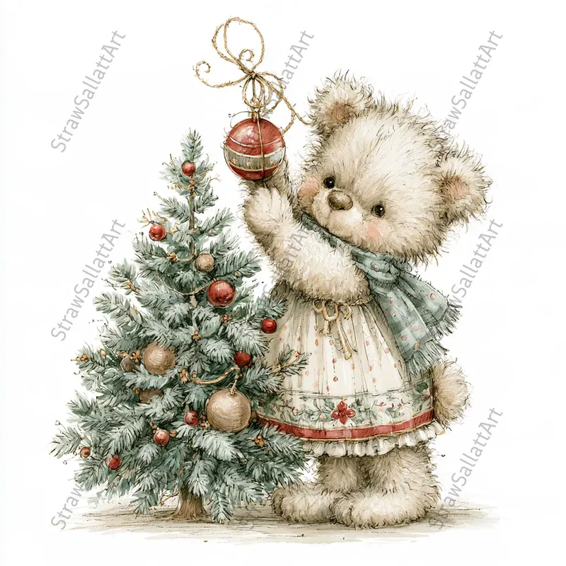 Vintage Christmas Kids Story Cliparts