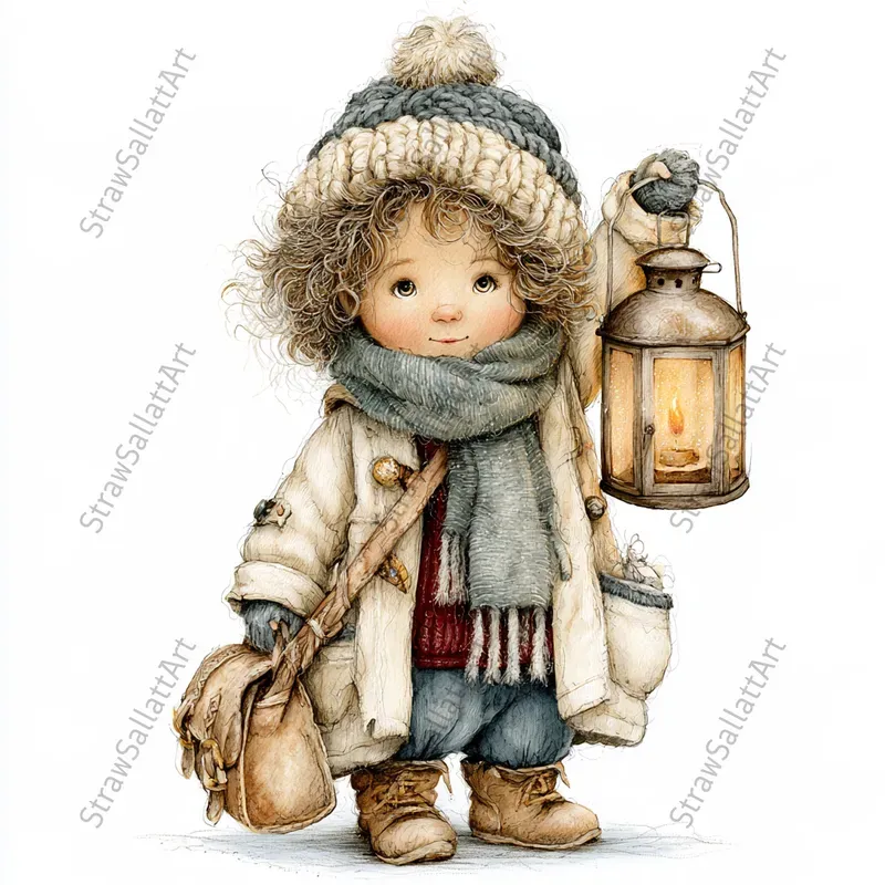 Vintage Christmas Kids Story Cliparts