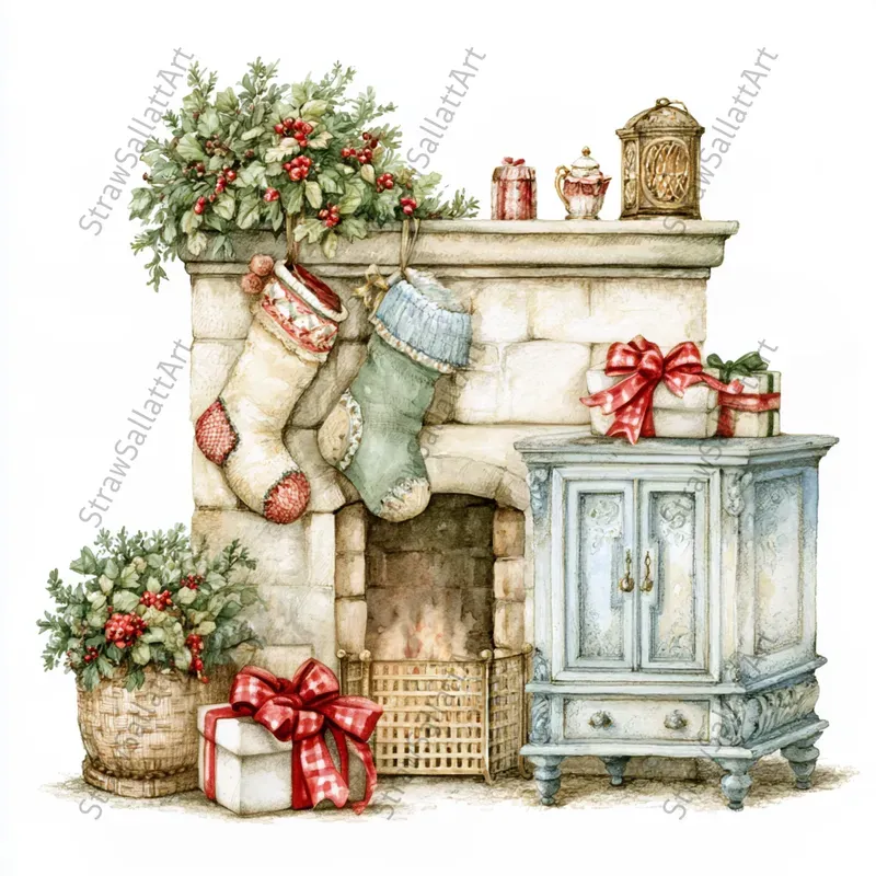 Vintage Christmas Kids Story Cliparts