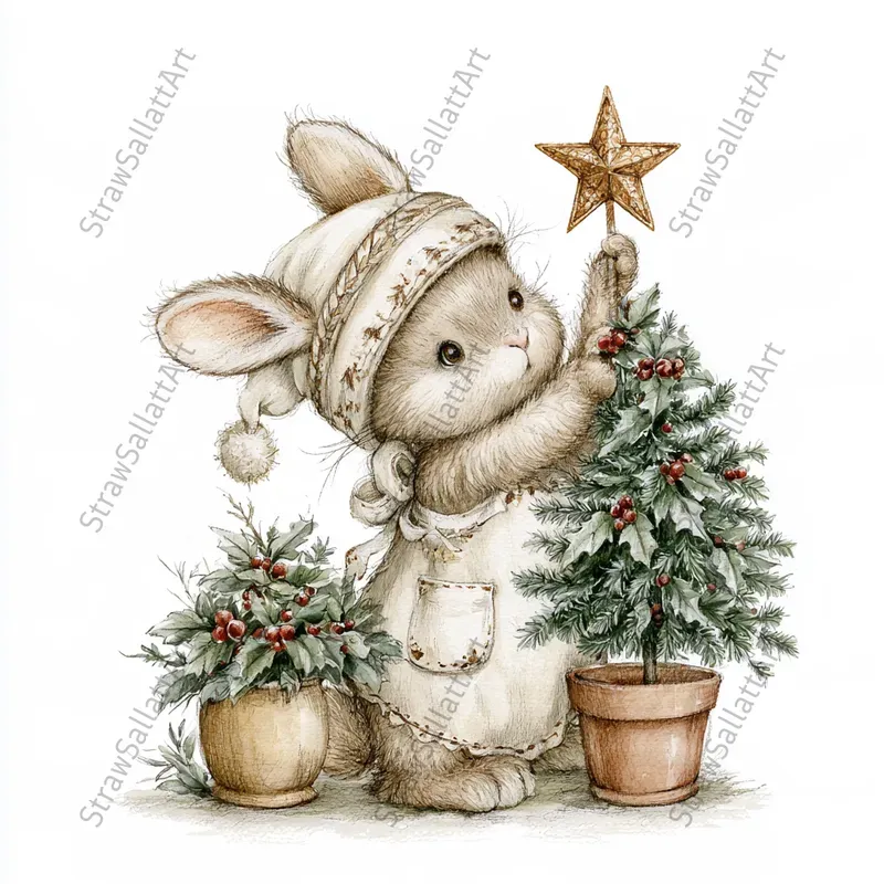 Vintage Christmas Kids Story Cliparts