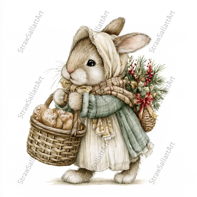 Vintage Christmas Kids Story Cliparts