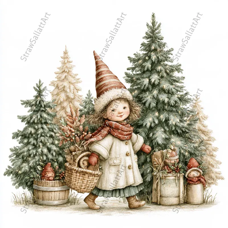 Vintage Christmas Kids Story Cliparts