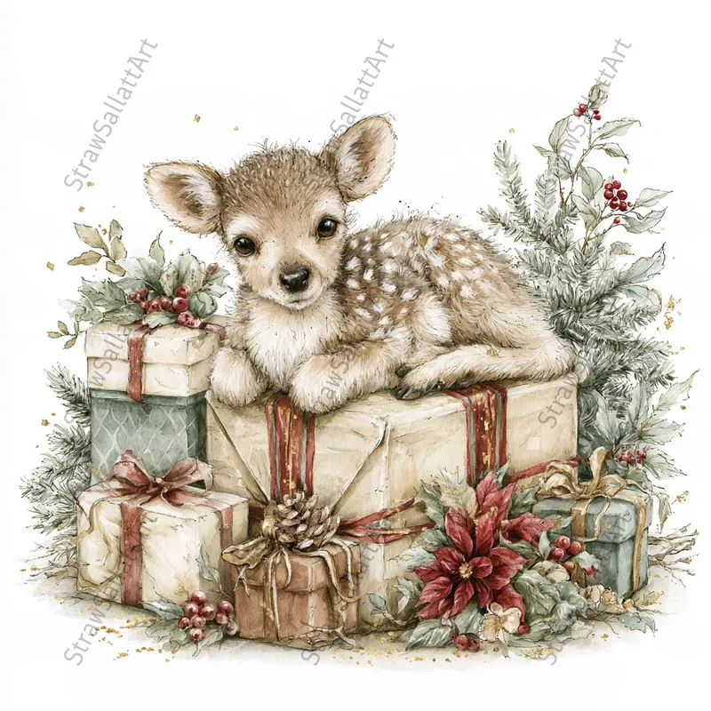 Vintage Christmas Kids Story Cliparts