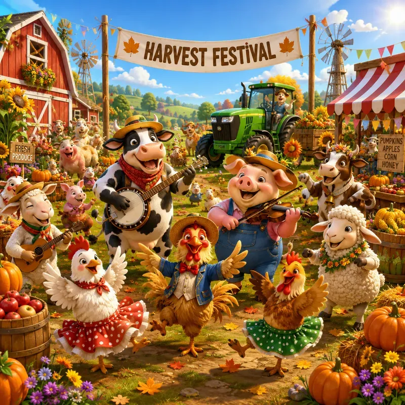 Cute Cartoon Animal Scenes