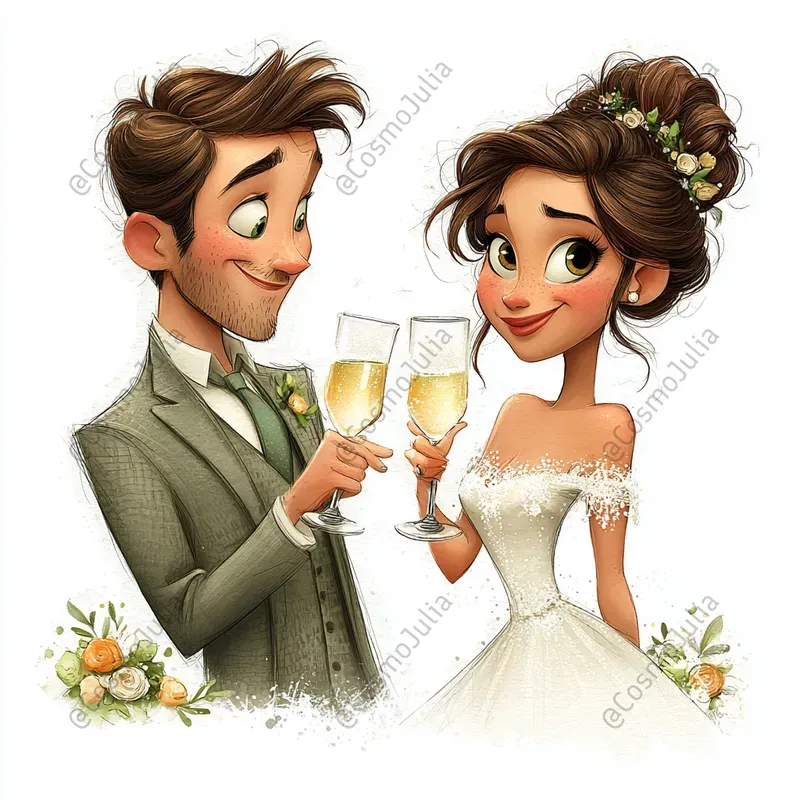 Watercolor Wedding Scenes Clipart