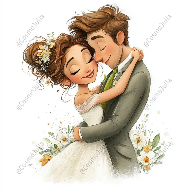 Watercolor Wedding Scenes Clipart