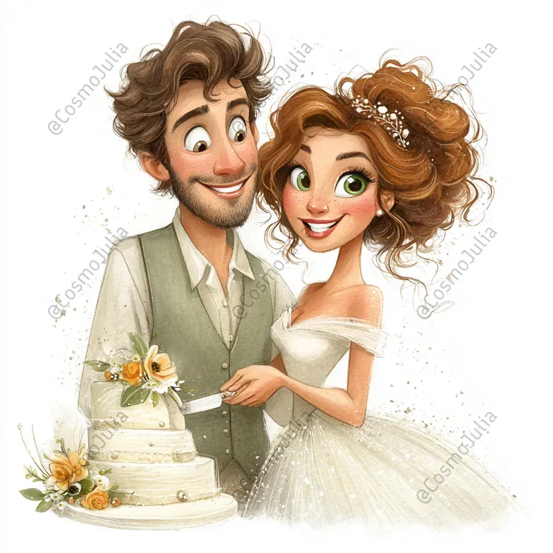 Watercolor Wedding Scenes Clipart