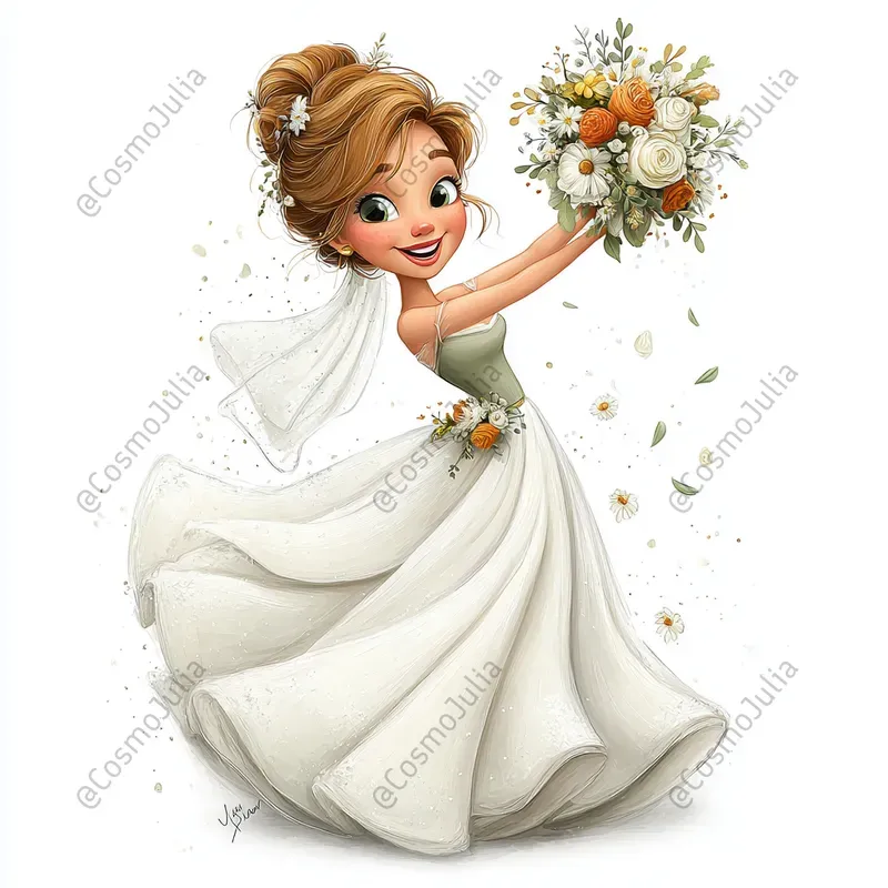 Watercolor Wedding Scenes Clipart