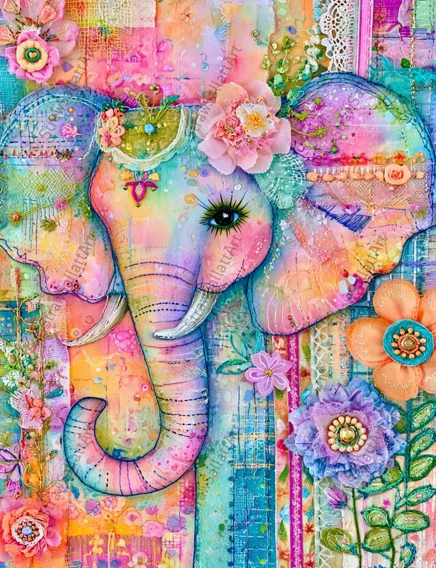 Bohemian Rainbow Scrapbook Ephemera Pages