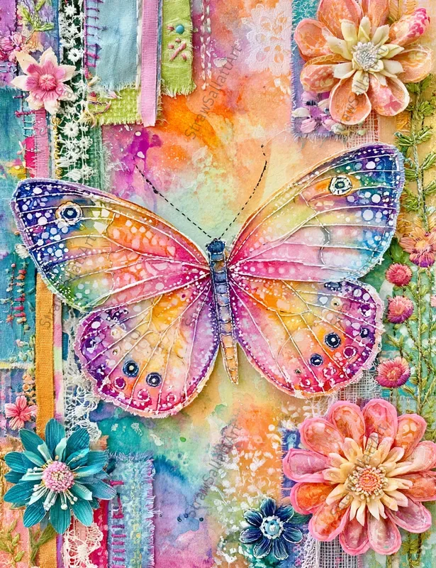 Bohemian Rainbow Scrapbook Ephemera Pages