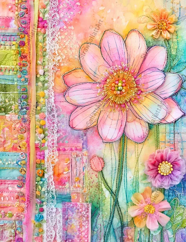 Bohemian Rainbow Scrapbook Ephemera Pages