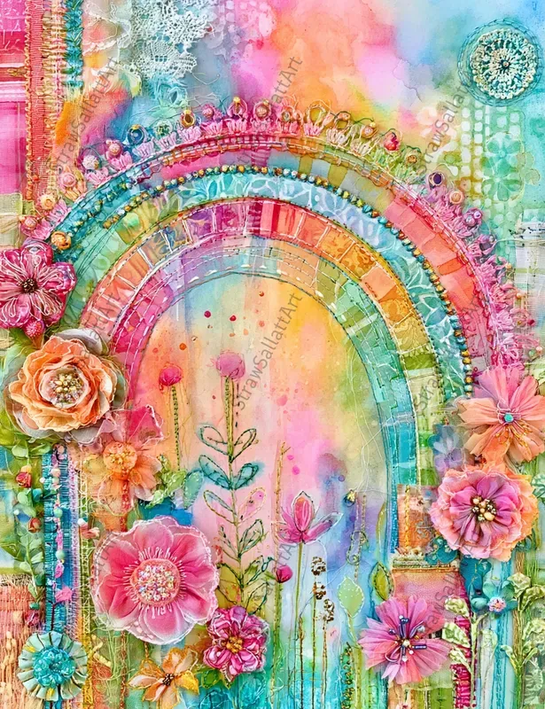 Bohemian Rainbow Scrapbook Ephemera Pages