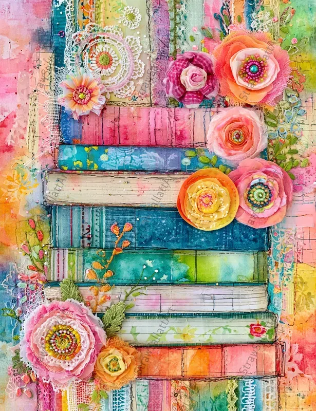 Bohemian Rainbow Scrapbook Ephemera Pages