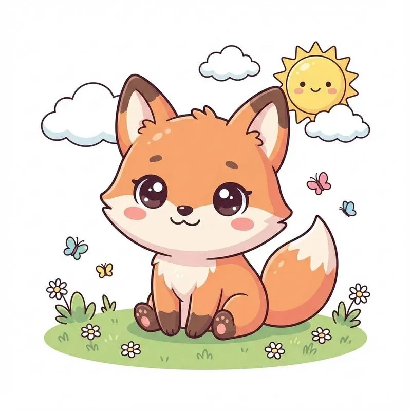 Cute Kawaii Animal Sticker Illustrations