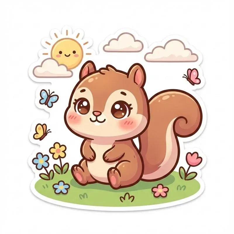 Cute Kawaii Animal Sticker Illustrations