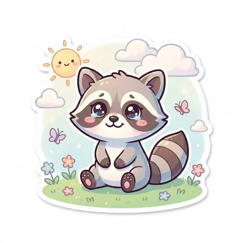 Cute Kawaii Animal Sticker Illustrations