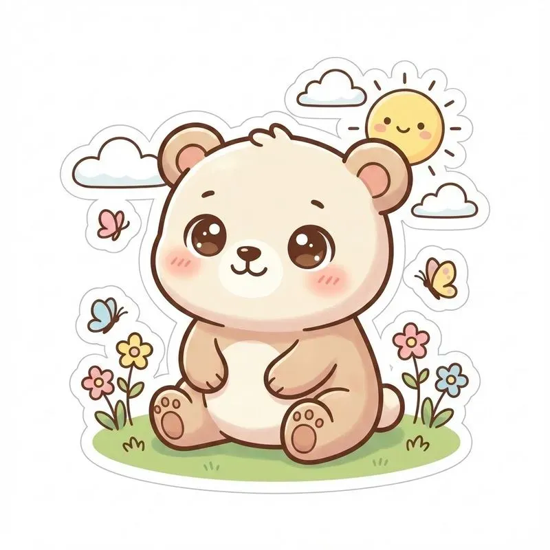 Cute Kawaii Animal Sticker Illustrations