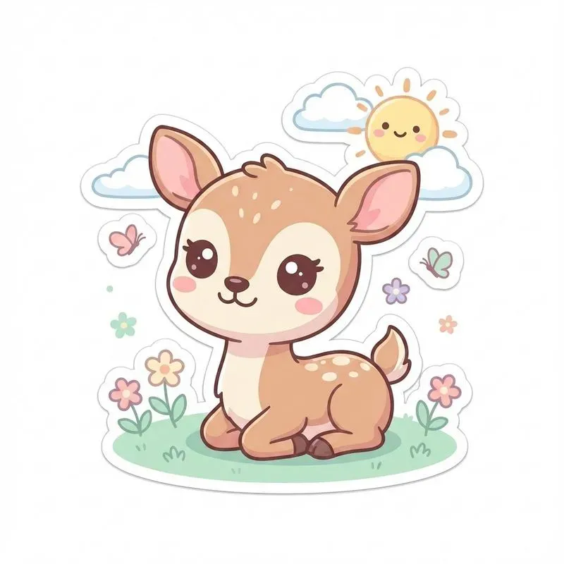 Cute Kawaii Animal Sticker Illustrations