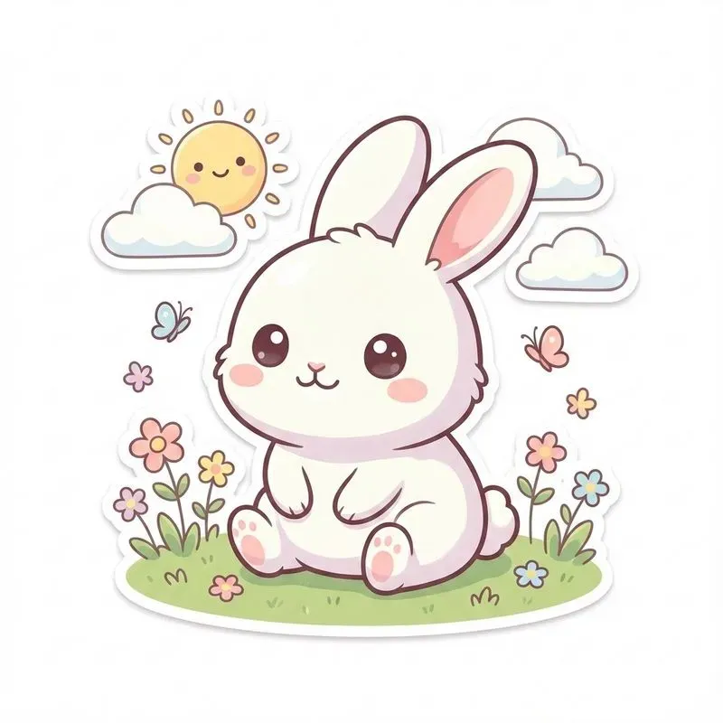 Cute Kawaii Animal Sticker Illustrations