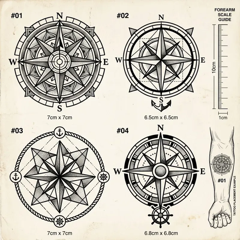 Compass Tattoo Sheets