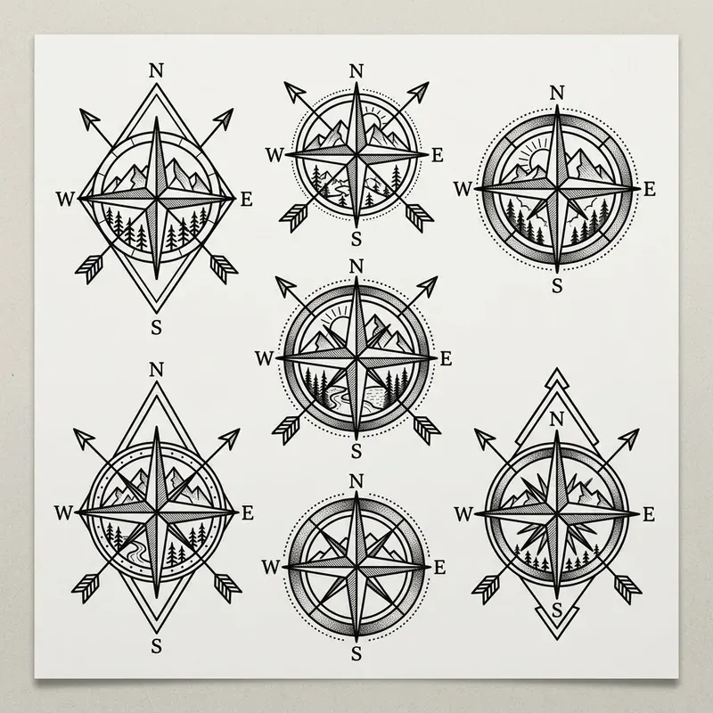 Compass Tattoo Sheets