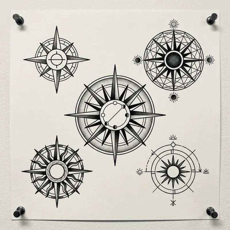 Compass Tattoo Sheets