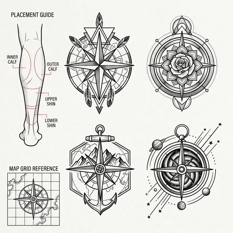 Compass Tattoo Sheets