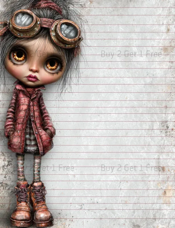 Steampunk Girl Plain Papers