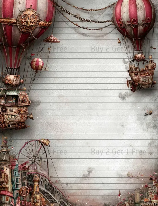 Steampunk Girl Plain Papers
