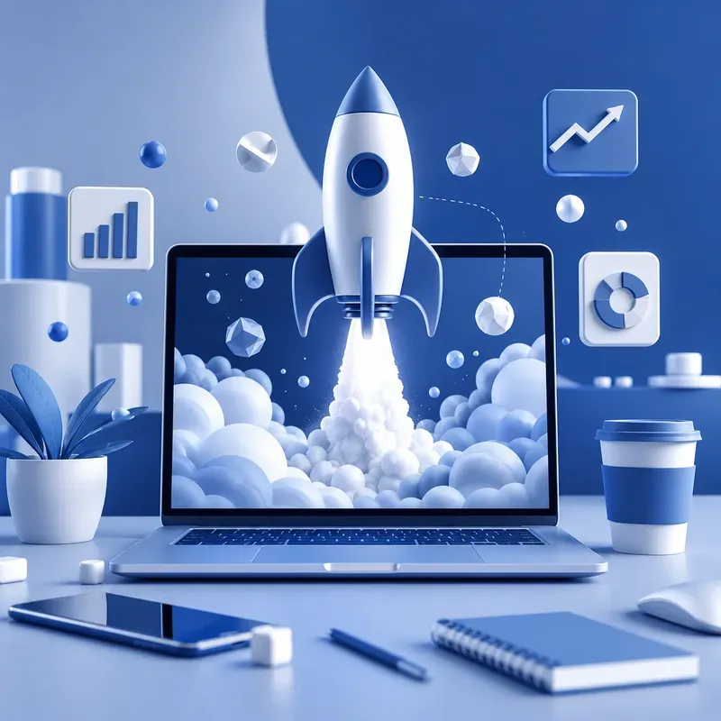 Modern 3D Startup Launch Graphics