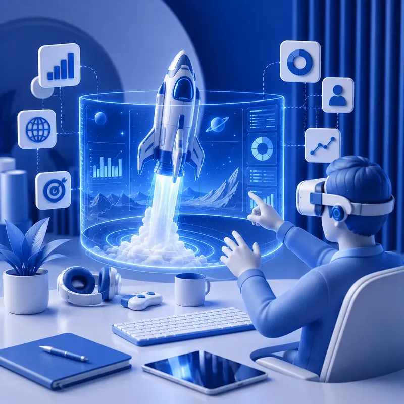Modern 3D Startup Launch Graphics