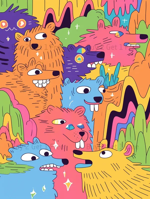 Playful Whimsical Animals Patterns Midjourney Prompt | PromptBase