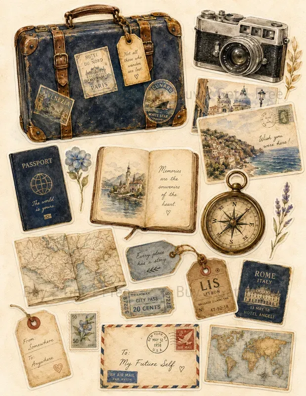 Watercolor Ephemera Clipart Collections