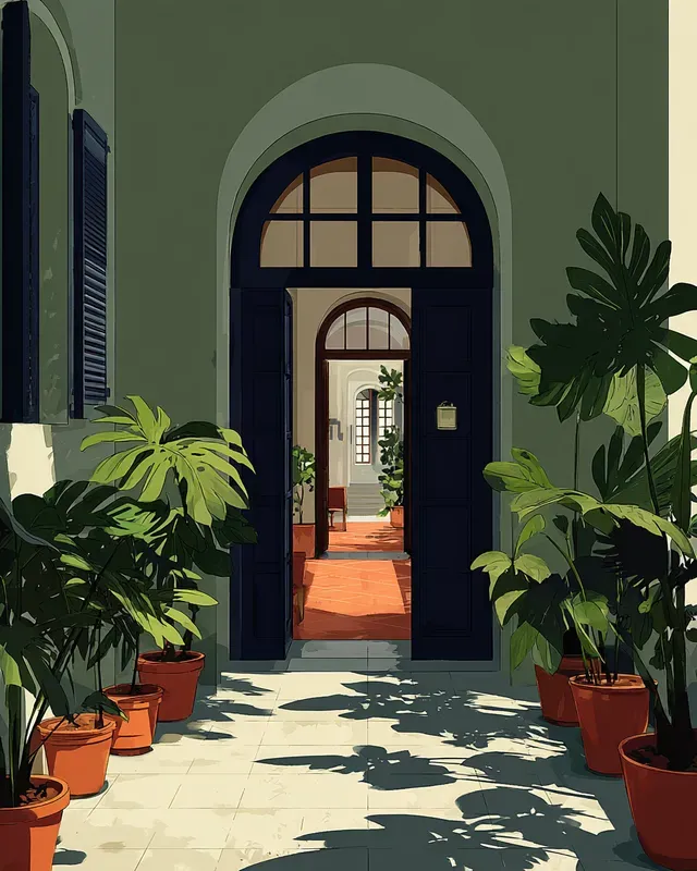 Sunlit Mediterranean Illustration Style