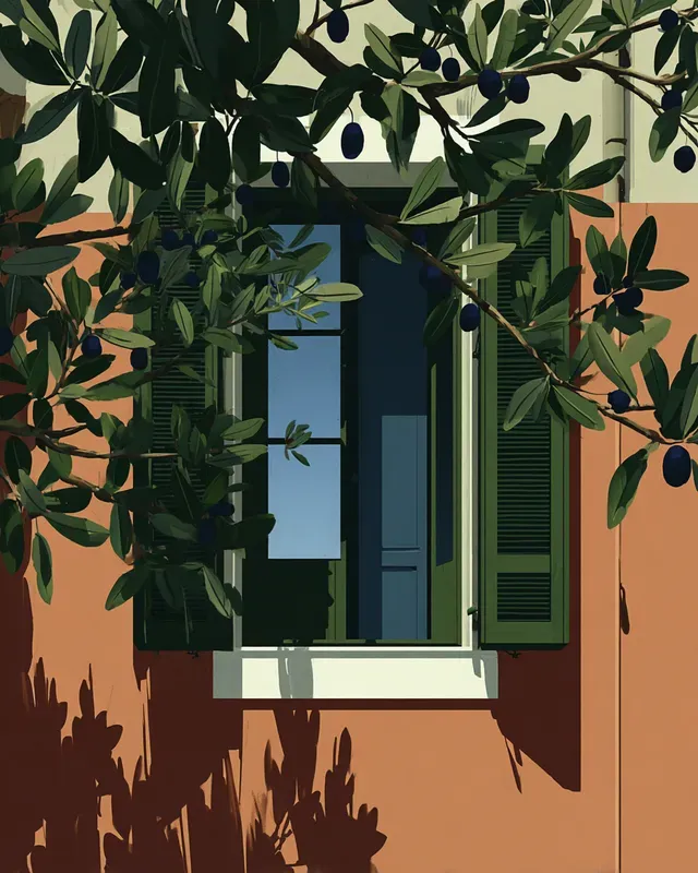 Sunlit Mediterranean Illustration Style