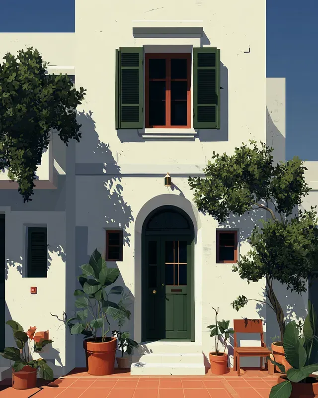 Sunlit Mediterranean Illustration Style