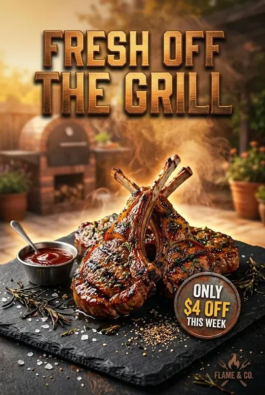 Bbq Grilled Meat Ad Poster Generator